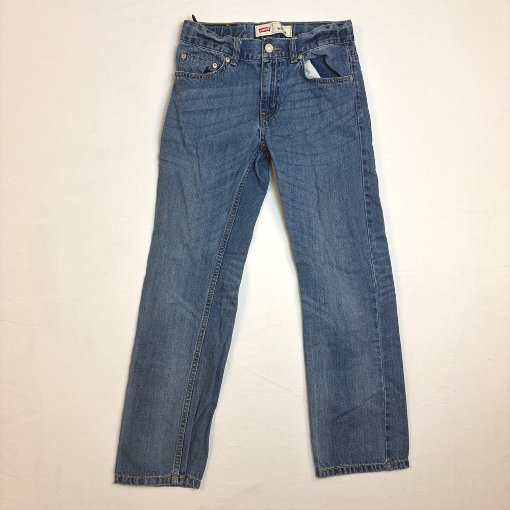 Levis 505 Regular Fit Jeans Boys 12 Reg 26x26 Medium Wash Blue Denim Adjustable - Picture 2 of 10